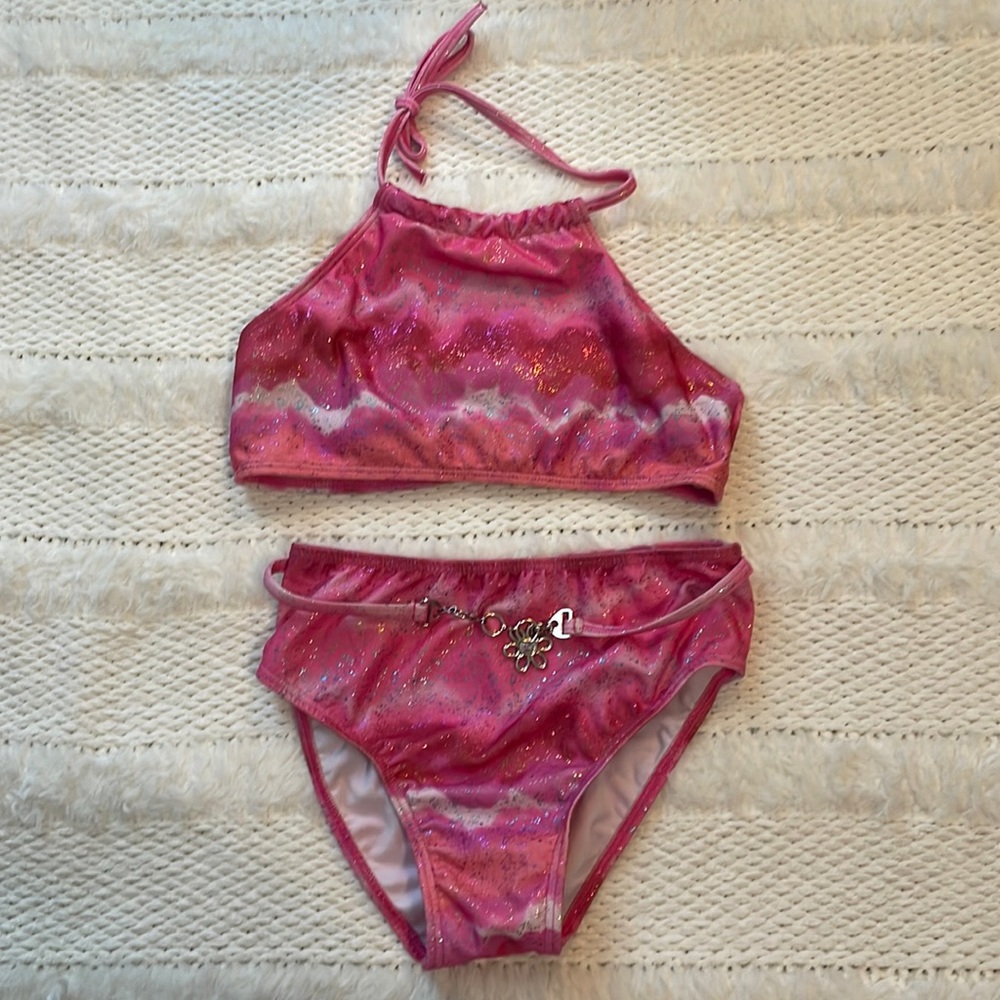 Bathing babes swimsuit pink girls size 14